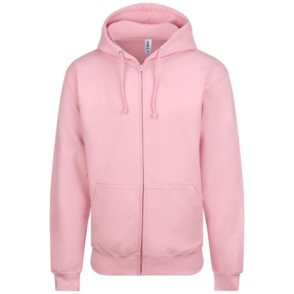 Awdis Mens Plain Full Zip Hoodie / Baby Pink